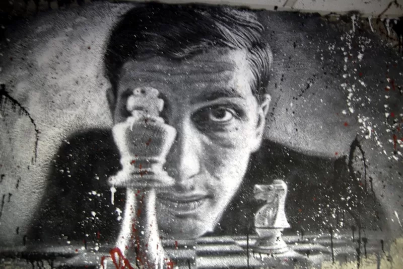 Bobby Fischer painted portrait (from thierry ehrmann)