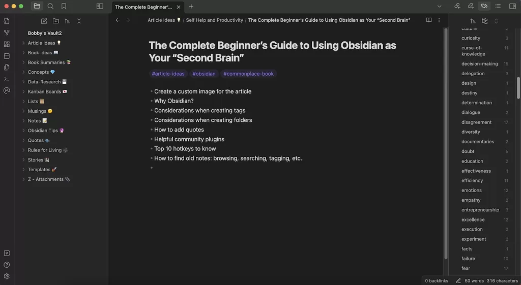 Obsidian Article smaller